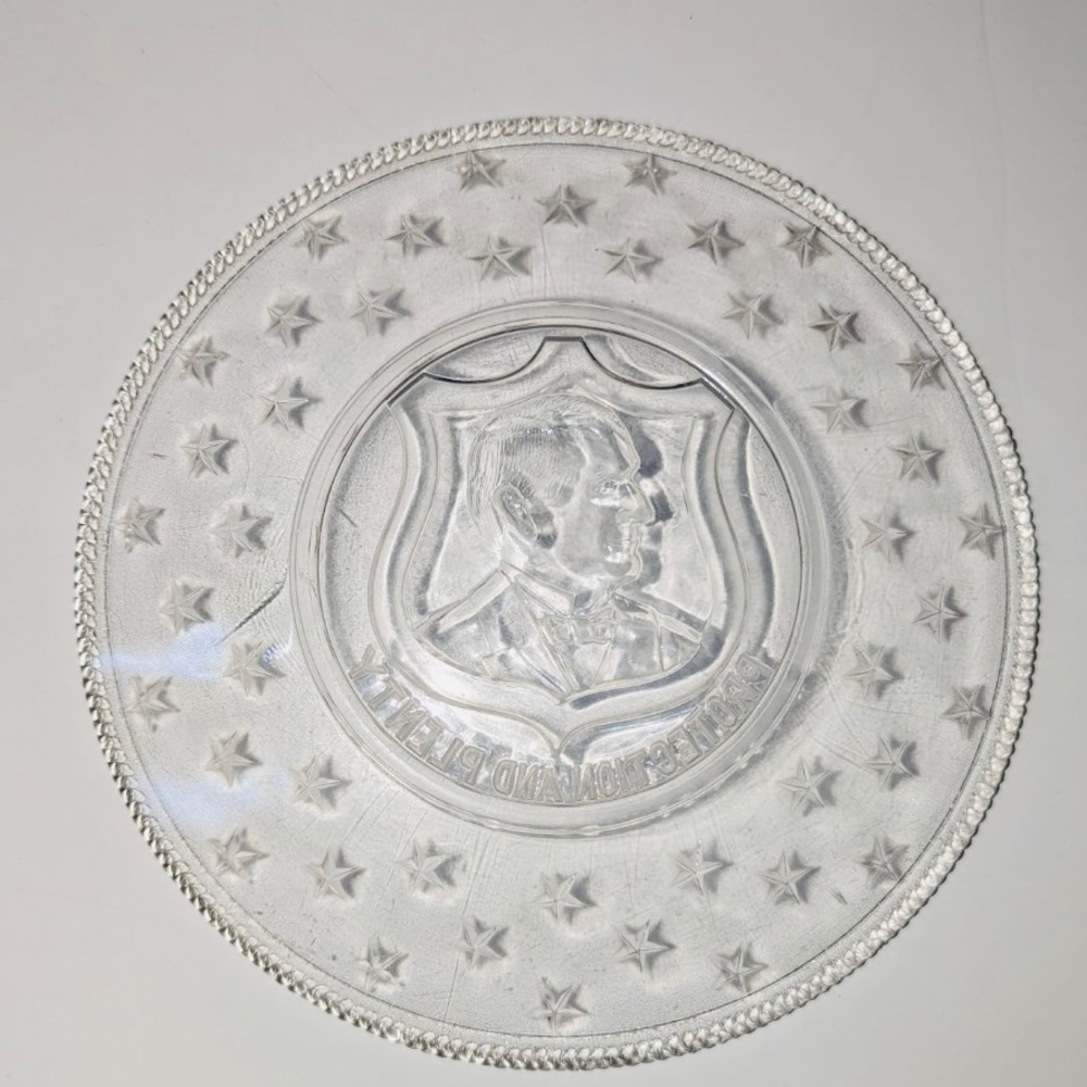 President McKinley Protection and Plenty Glass Portrait Plate